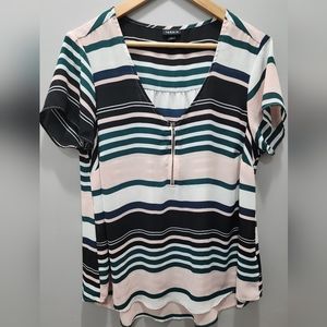 TORRID Striped Georgette Hi-Lo Zip-Front Blouse Top 00 Large